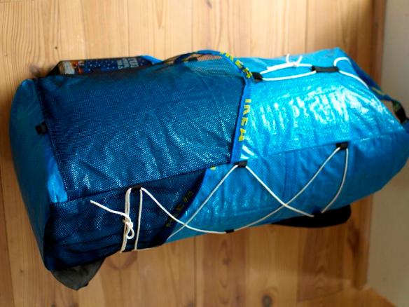 Ultralight backpack made out of Ikea bags